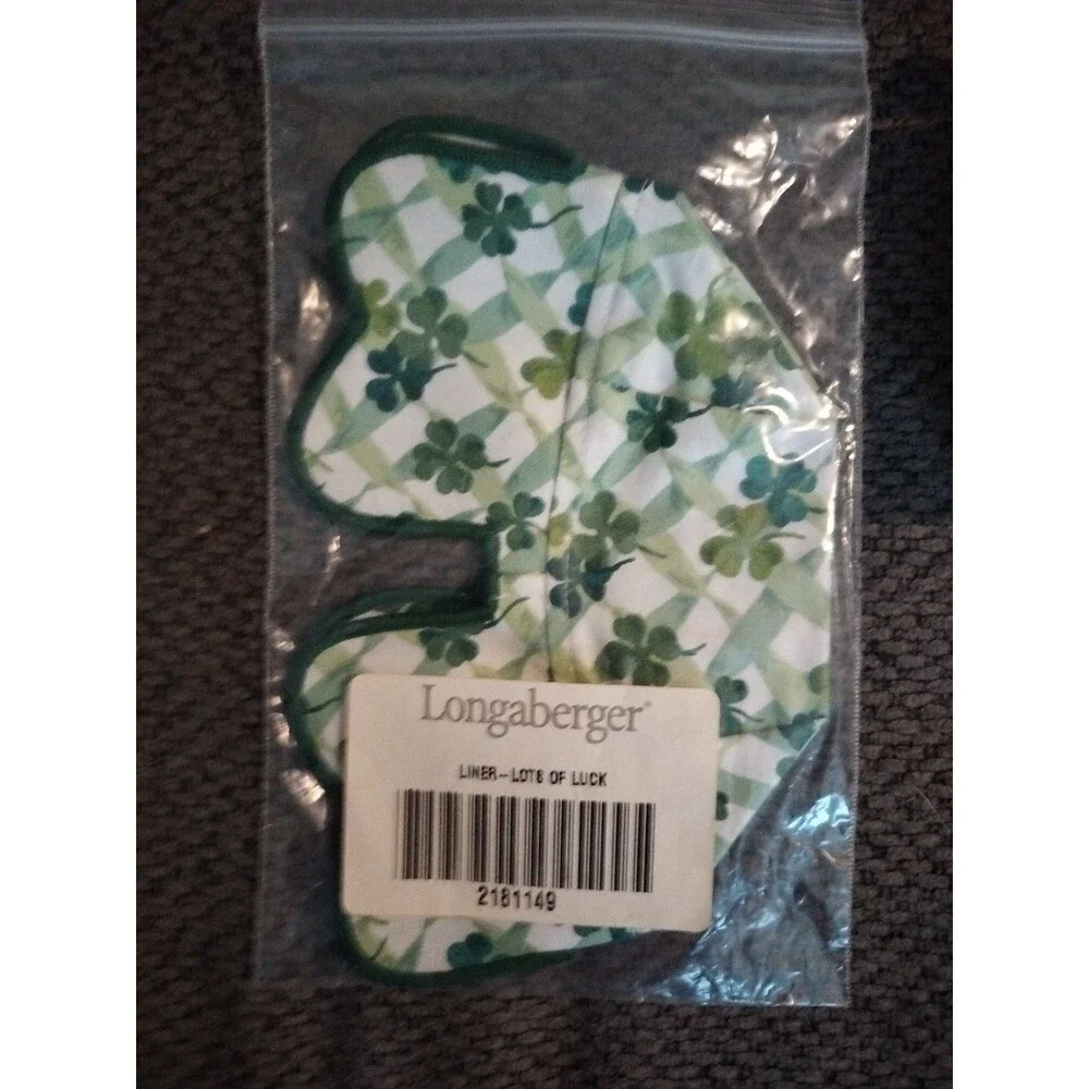 New Vintage Longaberger Lots of Luck Basket Liner And Tie On Charm 1998 NIP